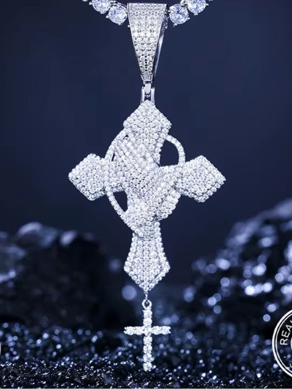 Moissanite Cross Pendant Necklace - ONLY PENDANT